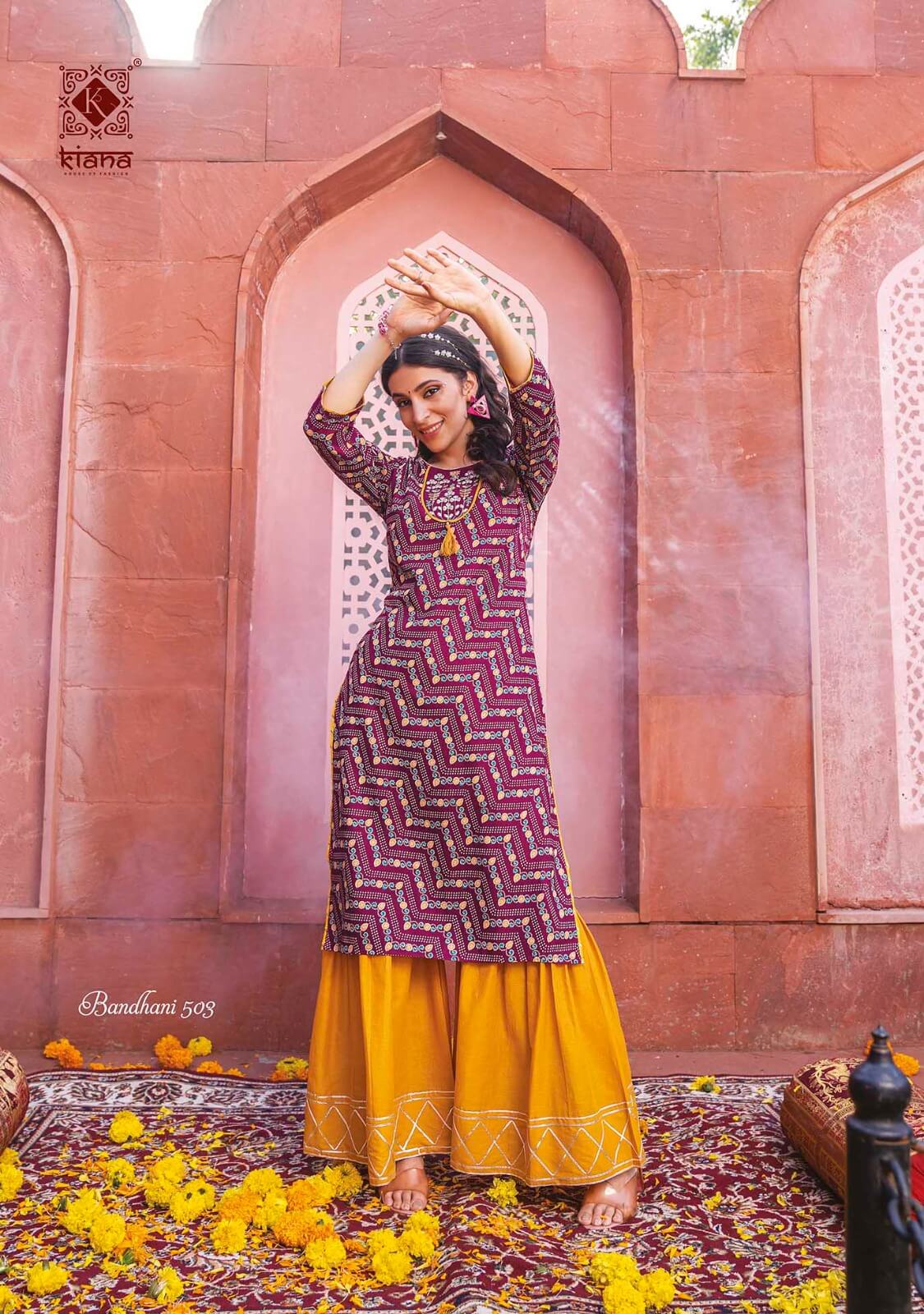 Buy Kiana Bandhani Vol 5 Top With Bottom Full Catalog in Wholesale Rate Online From Aarvee Creation India