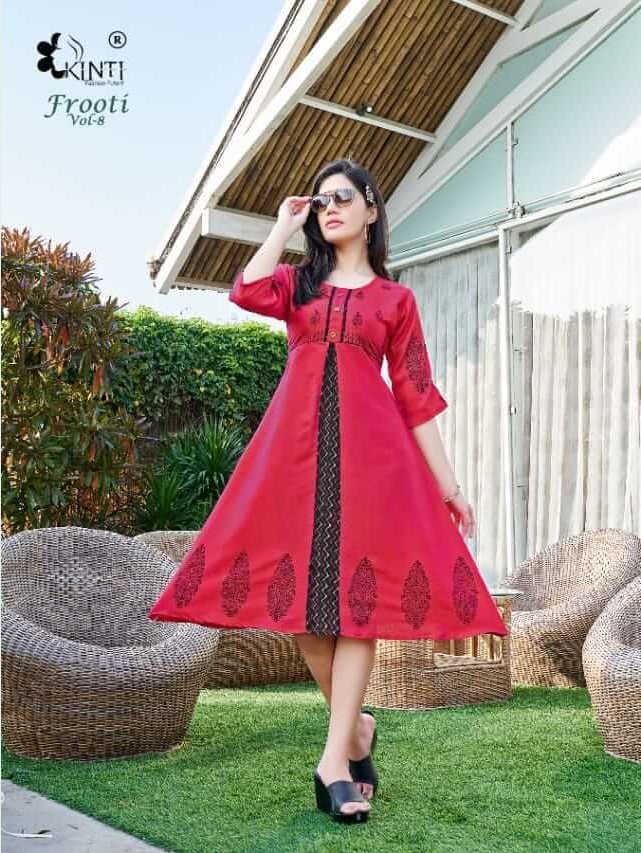Kinti Frooti vol 8 Low Price Rang Kurtis Catalog in Wholesale, Buy Kinti Frooti vol 8 Low Price Rang Kurtis Full Catalog in Wholesale Price From Aarvee Creation