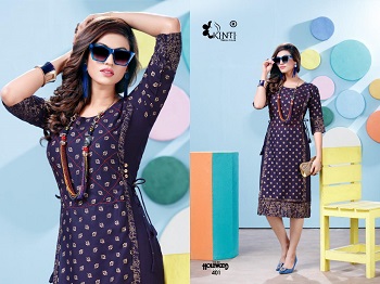 Hollywood vol 4 Foil Print Kurtis Catalog By Kinti, Manufacturer of Kurtis, Buy ten Designs Bunch of Rayon Slub Kurtis For Retail Business of women Kurtis at bulk Price online