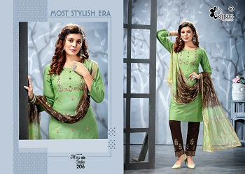Miss India vol 2 Top Pent And Dupatta Set Wholesale Catalogue by Kinti, Rayon Fabric Fancy Embroidery Work Readymade Ladies Dress Wholesaler Catalog by Kinti