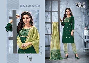 Miss India vol 2 Top Pent And Dupatta Set Wholesale Catalogue by Kinti, Rayon Fabric Fancy Embroidery Work Readymade Ladies Dress Wholesaler Catalog by Kinti
