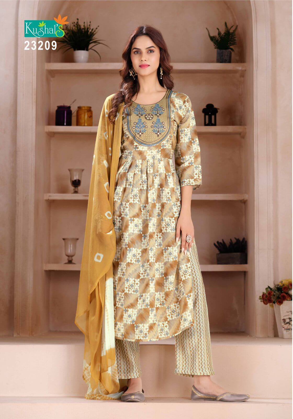 Kushals Vaani Naira Cut Top with Pant and Dupatta Catalog in Wholesale, Buy Kushals Vaani Naira Cut Top with Pant and Dupatta Full Catalog in Wholesale Price