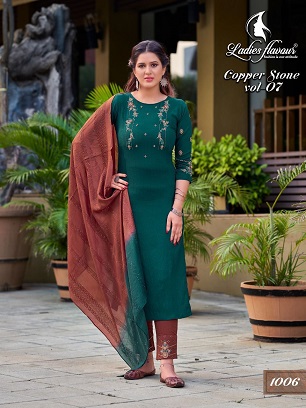 Ladies Flavour Copper Stone 7 Top Bottom Dupatta Catalog, Buy Full Catalog of Ladies Flavour Copper Stone vol 7 at Wholesale Price