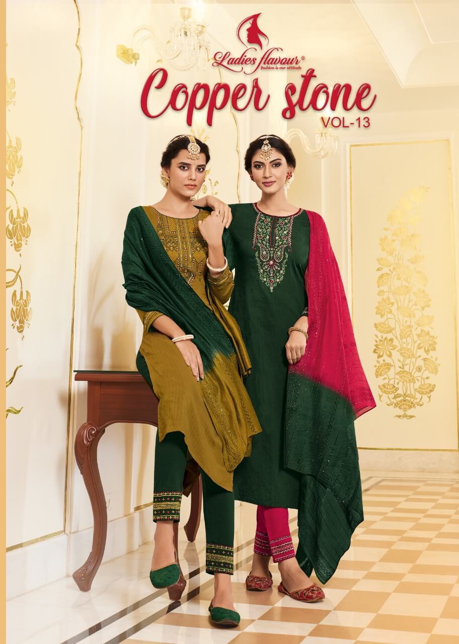 Ladies Flavour CopperStone vol 13 Salwar Suit Catalog in Wholesale, Buy Ladies Flavour Brand Copper Stone vol 13 Salwar Suit Full Catalog in Wholesale Price Online From Aarvee Creation