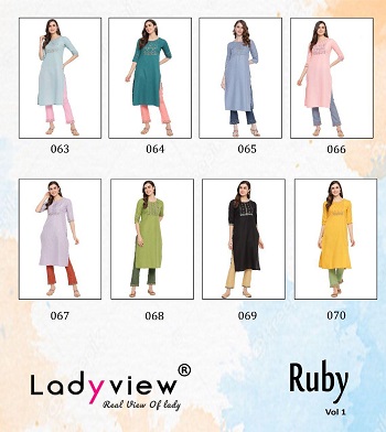 Ruby Volume 1 Top With Bottom Wholesale Catalogue of Eight Pieces, Women Kurtis with Pants Wholesale Catalog Ruby at Wholesale Price Online