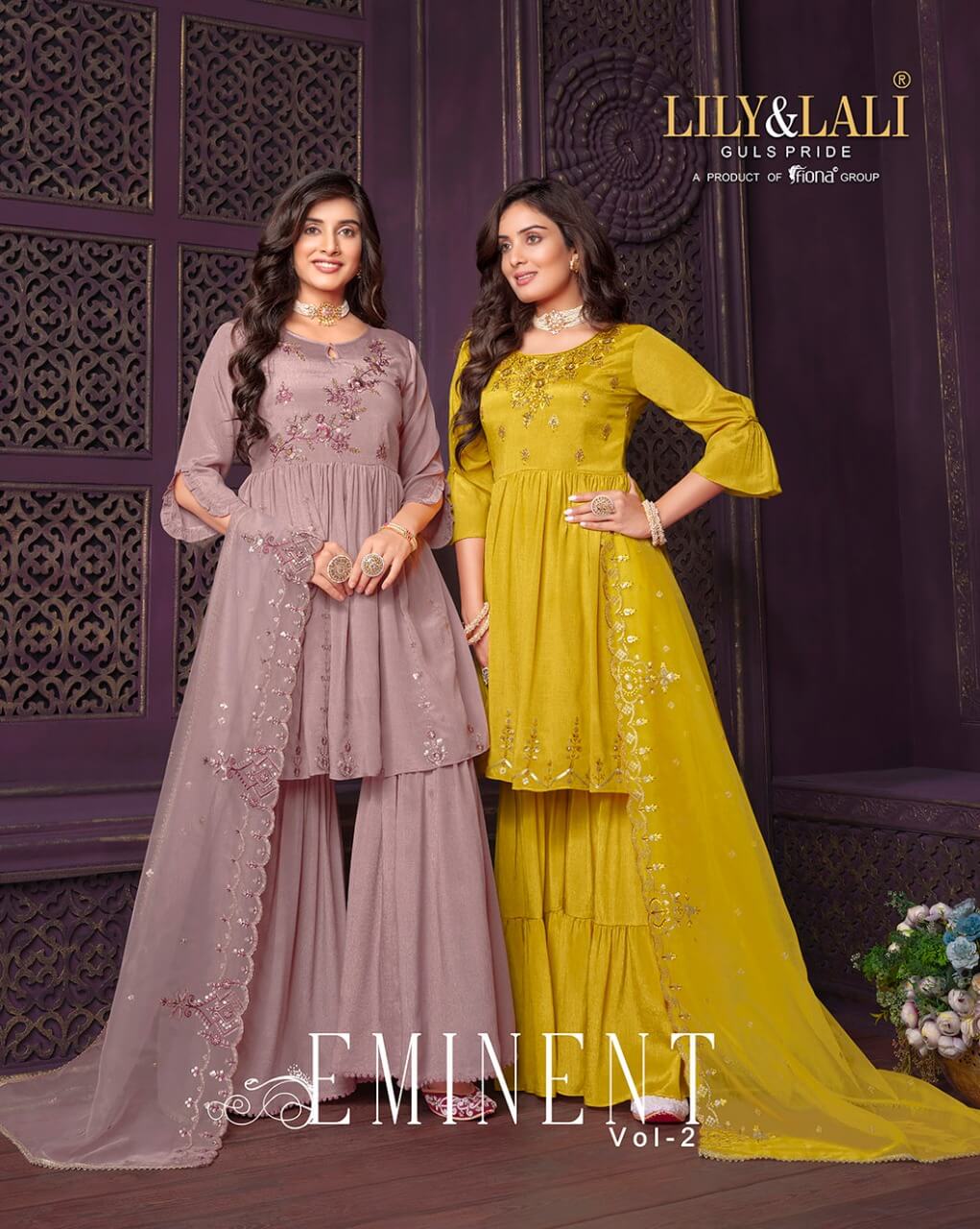 Lily Lali Eminent vol 2 Top with Sharara and Dupatta Set Catalog, Buy Lily Lali Eminent vol 2 Top with Sharara and Dupatta Set Full Catalog in Wholesale Rate Online From Aarvee Creation