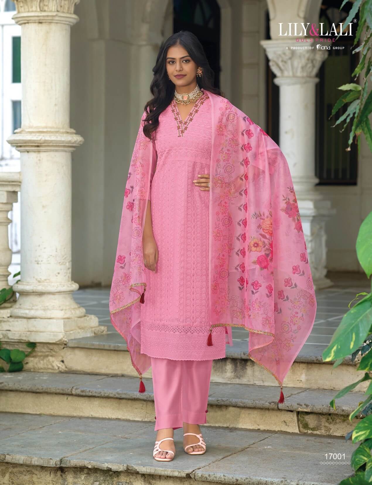Bored Schiffli Work And Handwork On Chanderi Silk With Inner With Pure Viscose Pant And Organza Dupatta