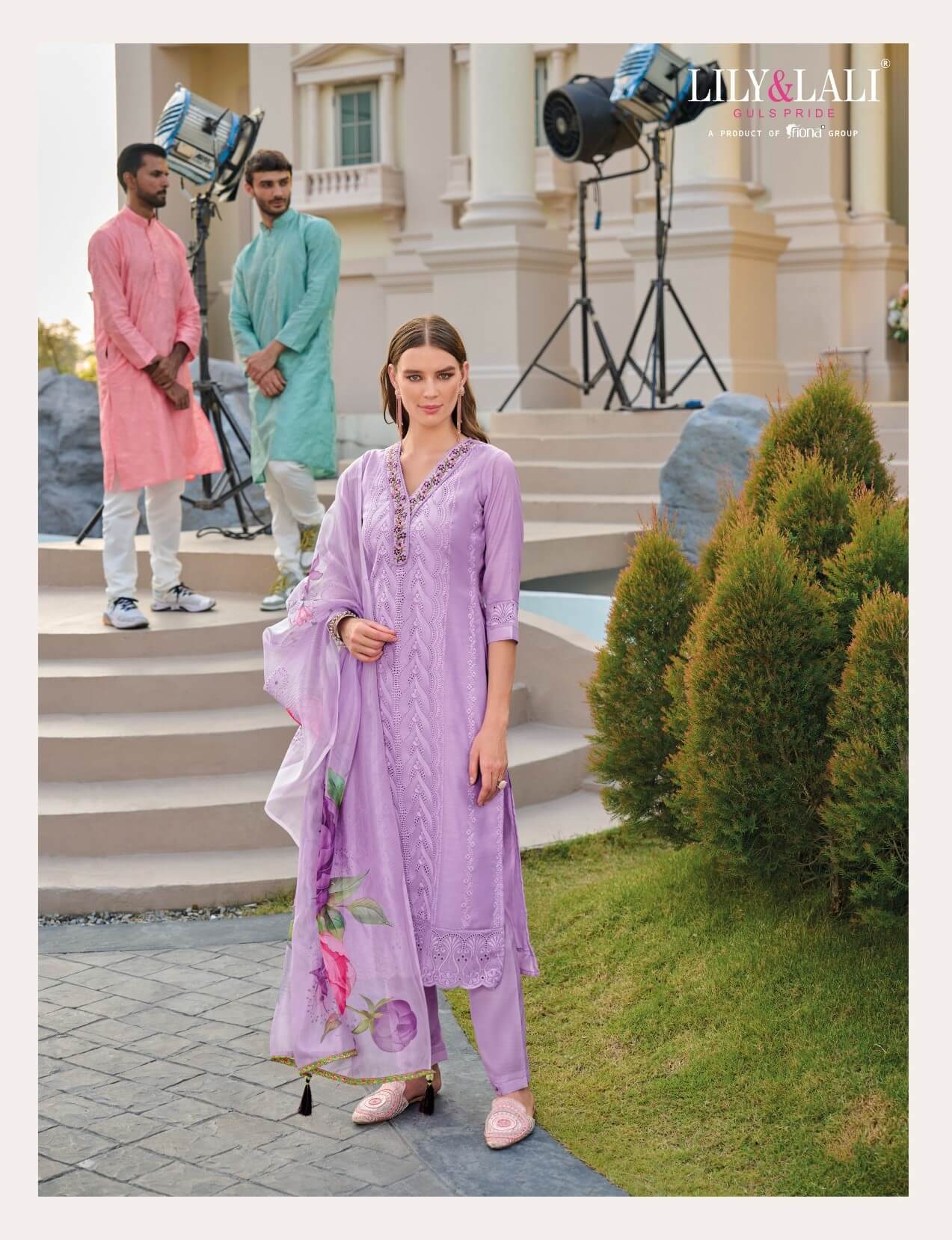 Bored Schiffli Work And Handwork On Chanderi With Inner And Viscose Pant With Organza Dupatta