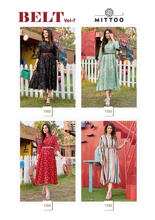 BELT VOL-1 BY BLUE HILLS 1001 TO 1008 SERIES DESIGNER RAYON KURTIS