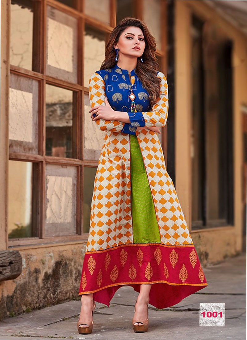 KAJAL STYLE MUMTAZ VOL 1 THE TASTEOF NEW FASHION OF MOGHAL GOWN LOAN COTTON WITH GOLD PRINT (DISPATCH STARTS FROM 15TH)