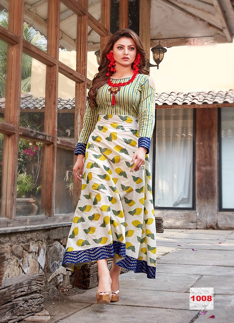 KAJAL STYLE MUMTAZ VOL 1 THE TASTEOF NEW FASHION OF MOGHAL GOWN LOAN COTTON WITH GOLD PRINT (DISPATCH STARTS FROM 15TH)