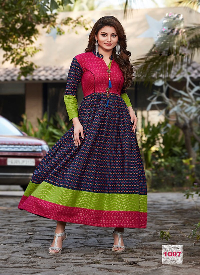 KAJAL STYLE MUMTAZ VOL 1 THE TASTEOF NEW FASHION OF MOGHAL GOWN LOAN COTTON WITH GOLD PRINT (DISPATCH STARTS FROM 15TH)