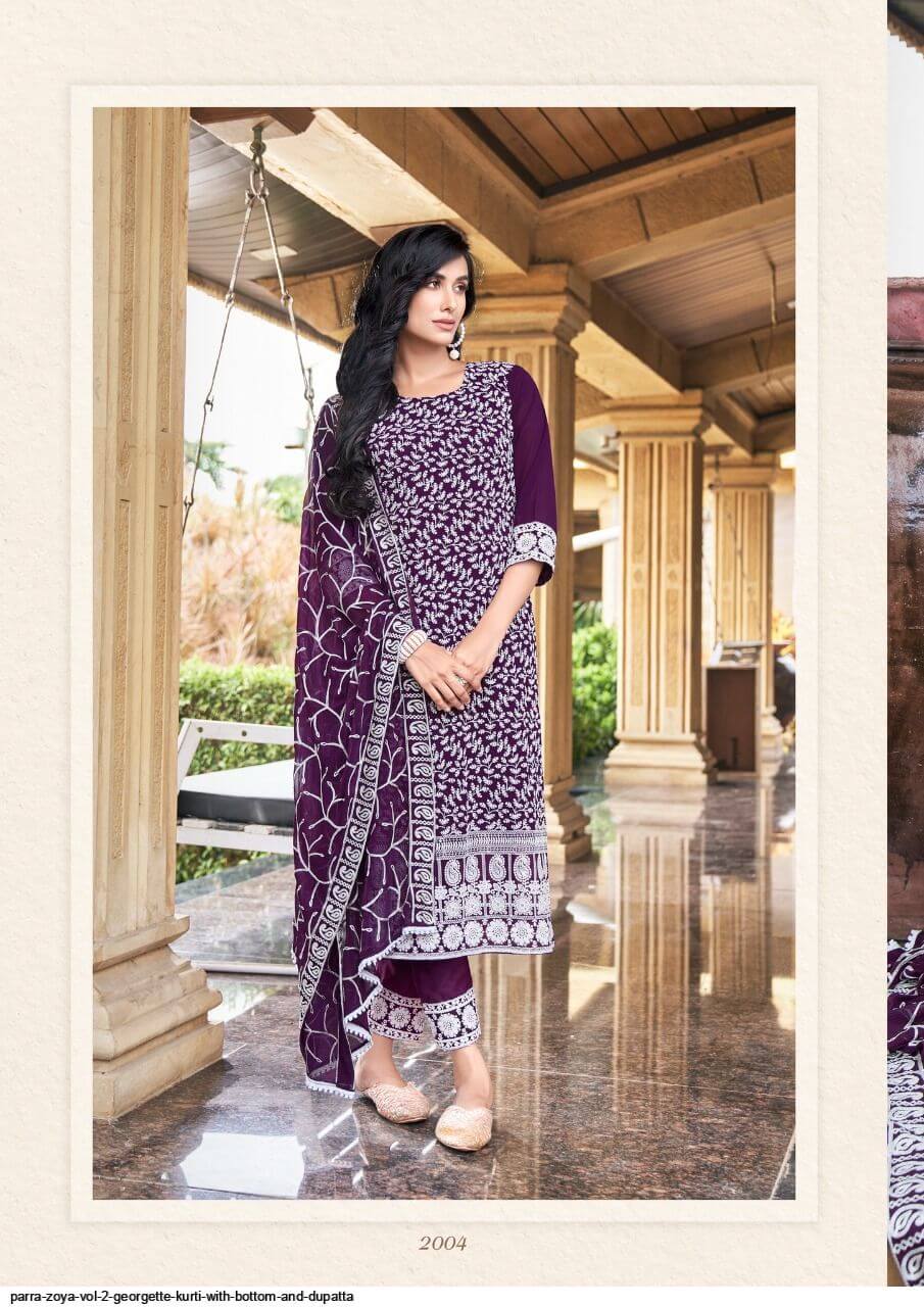 Parra Studio Zoya vol 2 Georgette Kurtis With pant and Dupatta Catalog, Buy Parra Studio Zoya vol 2 Georgette Kurtis With pant and Dupatta Full Catalog at Wholesale Rate Online