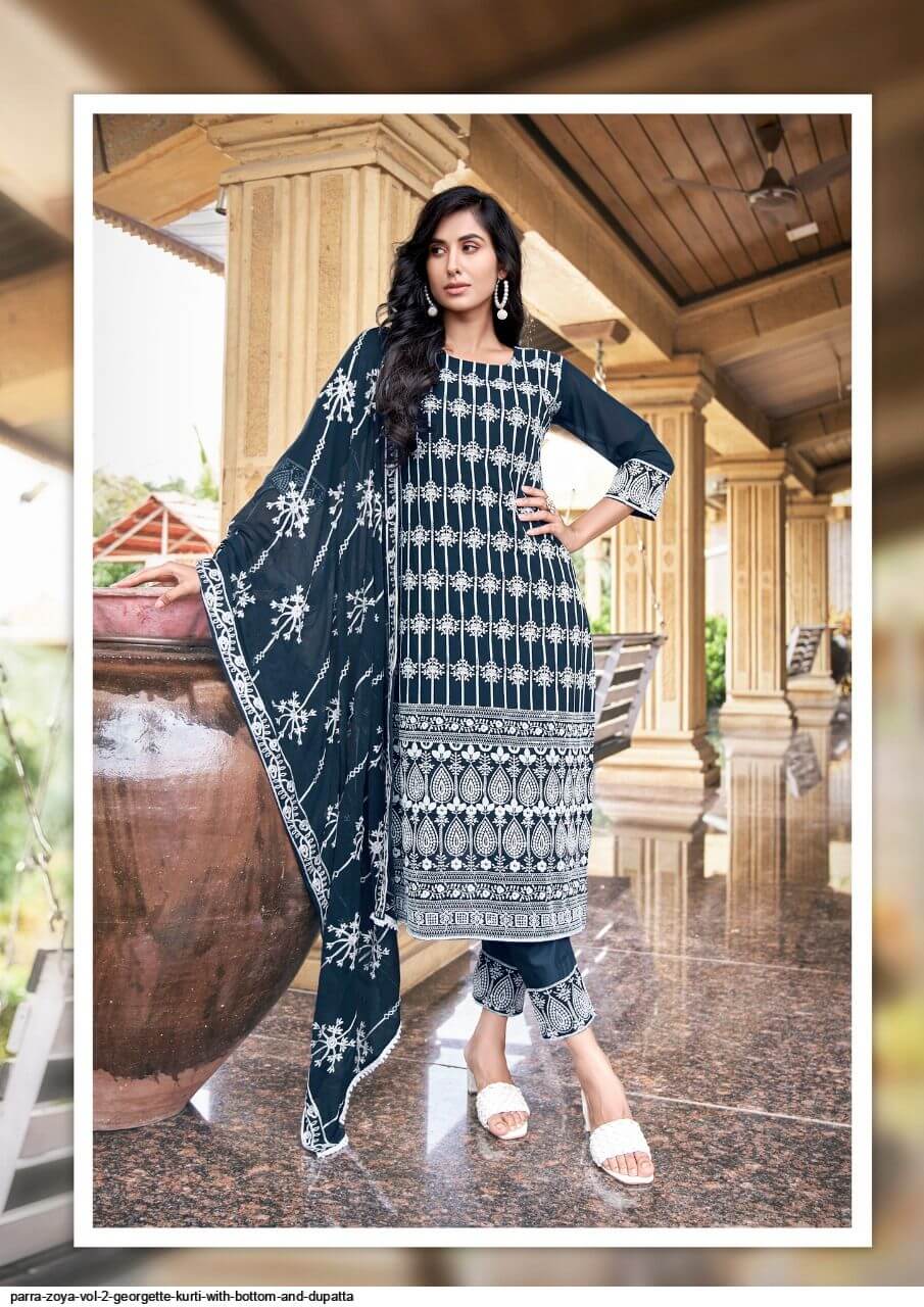 Parra Studio Zoya vol 2 Georgette Kurtis With pant and Dupatta Catalog, Buy Parra Studio Zoya vol 2 Georgette Kurtis With pant and Dupatta Full Catalog at Wholesale Rate Online