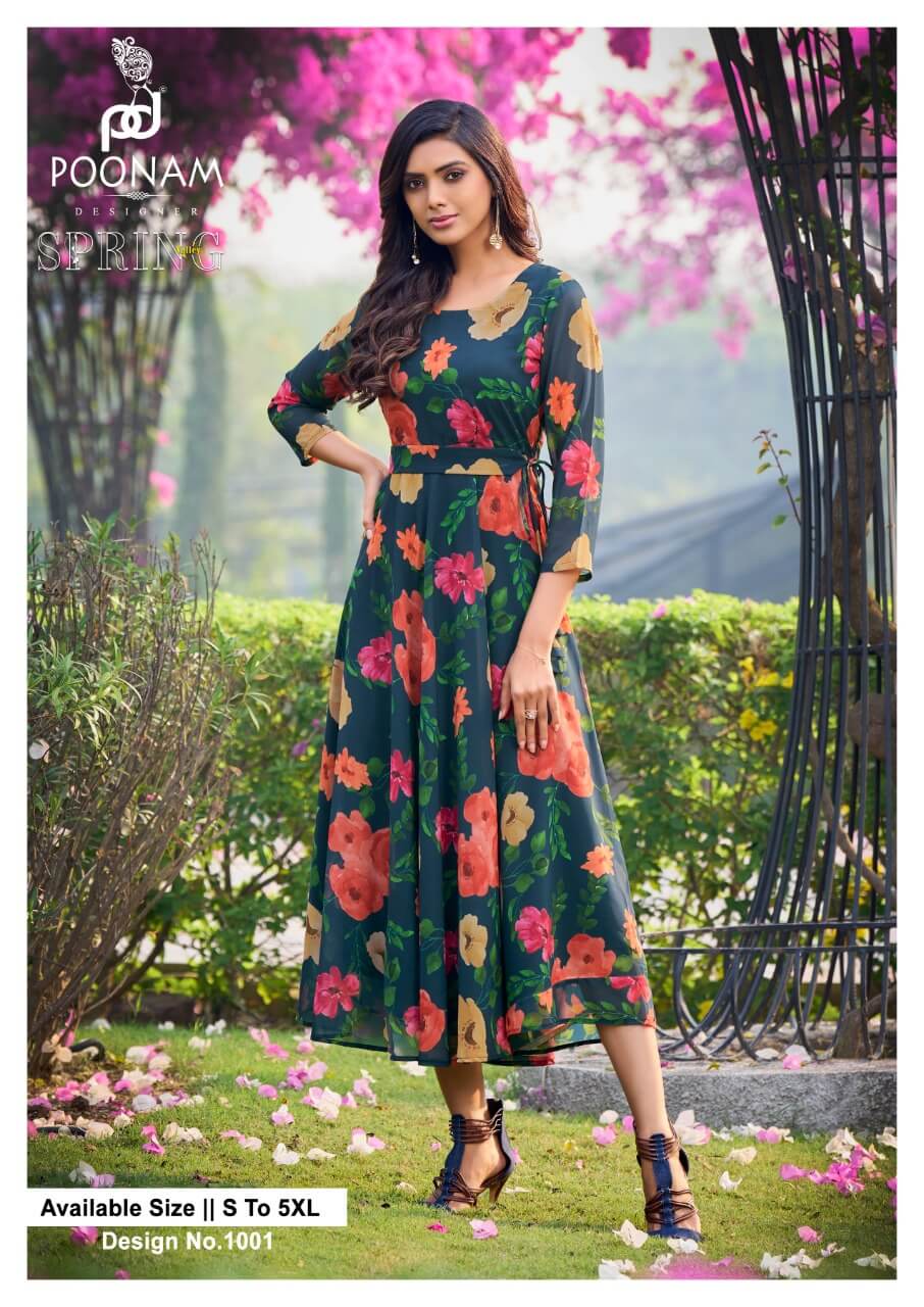 Poonam Designer Spring Valley Printed Kurtis Catalog in Wholesale, Buy Poonam Designer Spring Valley Printed Kurtis Full Catalog in Wholesale Price Online From Vadodara, Gujarat