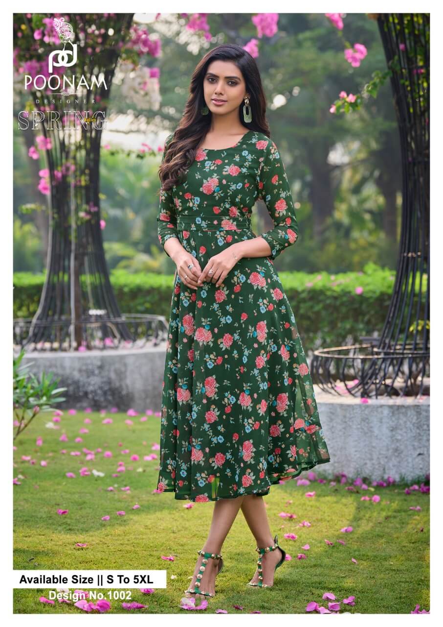 Poonam Designer Spring Valley Printed Kurtis Catalog in Wholesale, Buy Poonam Designer Spring Valley Printed Kurtis Full Catalog in Wholesale Price Online From Vadodara, Gujarat