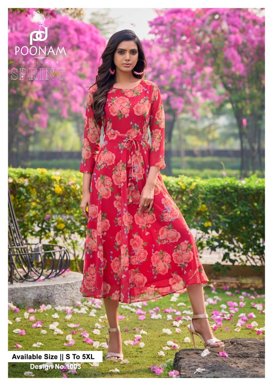 Poonam Designer Spring Valley Printed Kurtis Catalog in Wholesale, Buy Poonam Designer Spring Valley Printed Kurtis Full Catalog in Wholesale Price Online From Vadodara, Gujarat