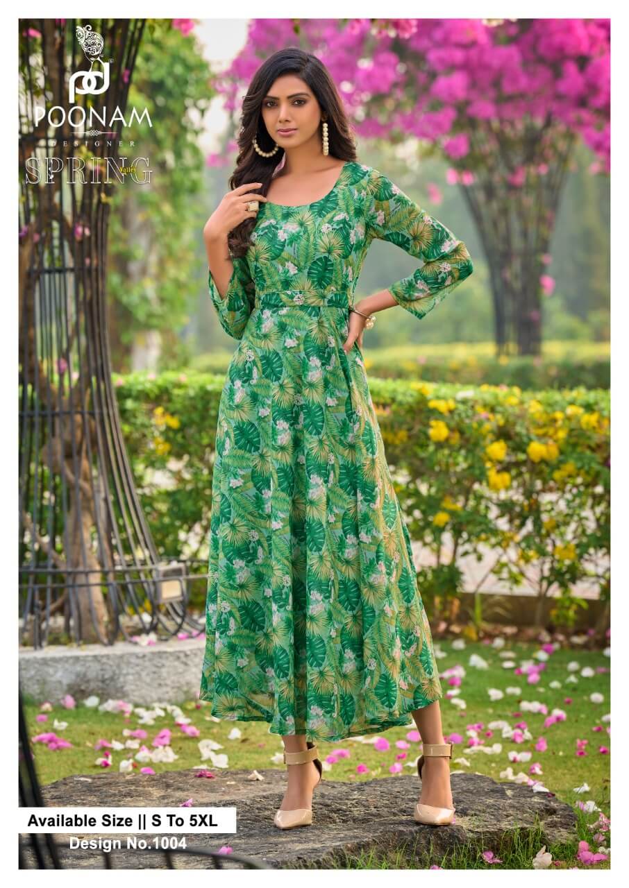 Poonam Designer Spring Valley Printed Kurtis Catalog in Wholesale, Buy Poonam Designer Spring Valley Printed Kurtis Full Catalog in Wholesale Price Online From Vadodara, Gujarat