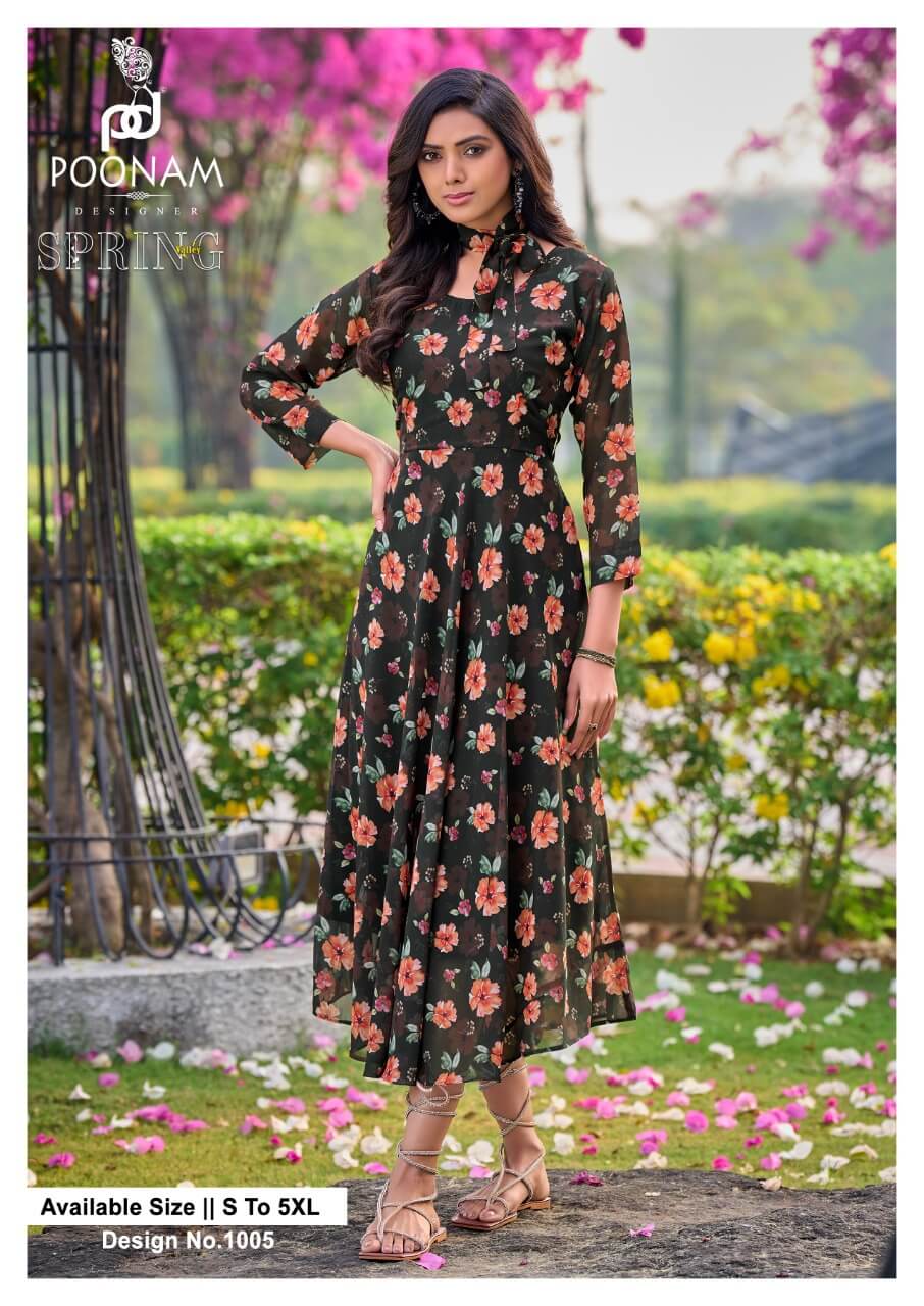 Poonam Designer Spring Valley Printed Kurtis Catalog in Wholesale, Buy Poonam Designer Spring Valley Printed Kurtis Full Catalog in Wholesale Price Online From Vadodara, Gujarat