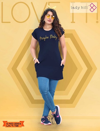 Ladies Long T Shirt Wholesale Catalogue of  Six Designs, Purchase Six Print and colours Girls Long T Shirt In Wholesale