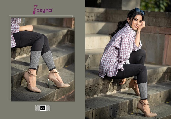 Psyna Printed Leggings Wholesale Catalogue. Cotton Lycra ten designs printed leggings by Psyna brand at very low price for wholesale business of Leggings