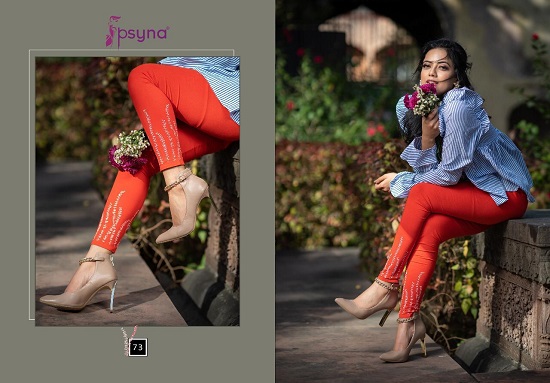 Psyna Printed Leggings Wholesale Catalogue. Cotton Lycra ten designs printed leggings by Psyna brand at very low price for wholesale business of Leggings