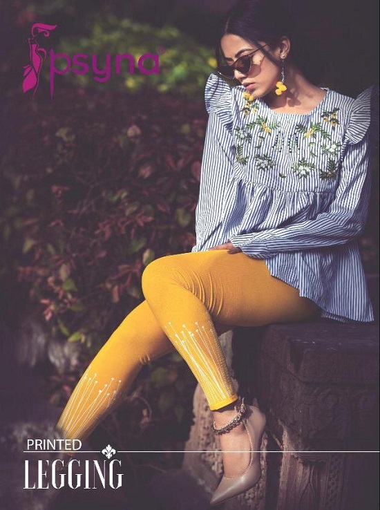 Psyna Printed Leggings Wholesale Catalogue. Cotton Lycra ten designs printed leggings by Psyna brand at very low price for wholesale business of Leggings