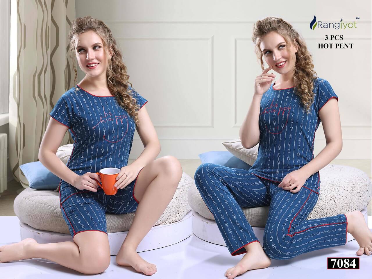 Rangjyot 3 Piece Night Suit Catalog in Wholesale Price, Buy Rangjyot Top Pant and Shorts Night Suit Catalog in Wholesale From Aarvee Creation Online
