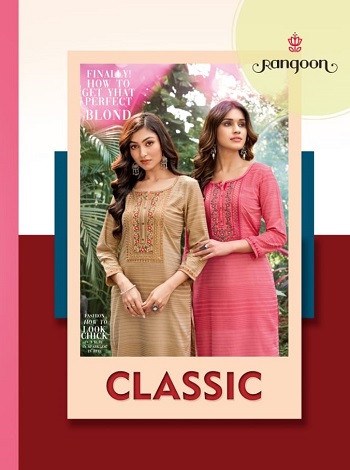 Rangoon Classic Wholesale Kurtis Catalogue, Classic Lining Cotton Kurtis With Embroidery work eight Designs Catalogue by Rangoon