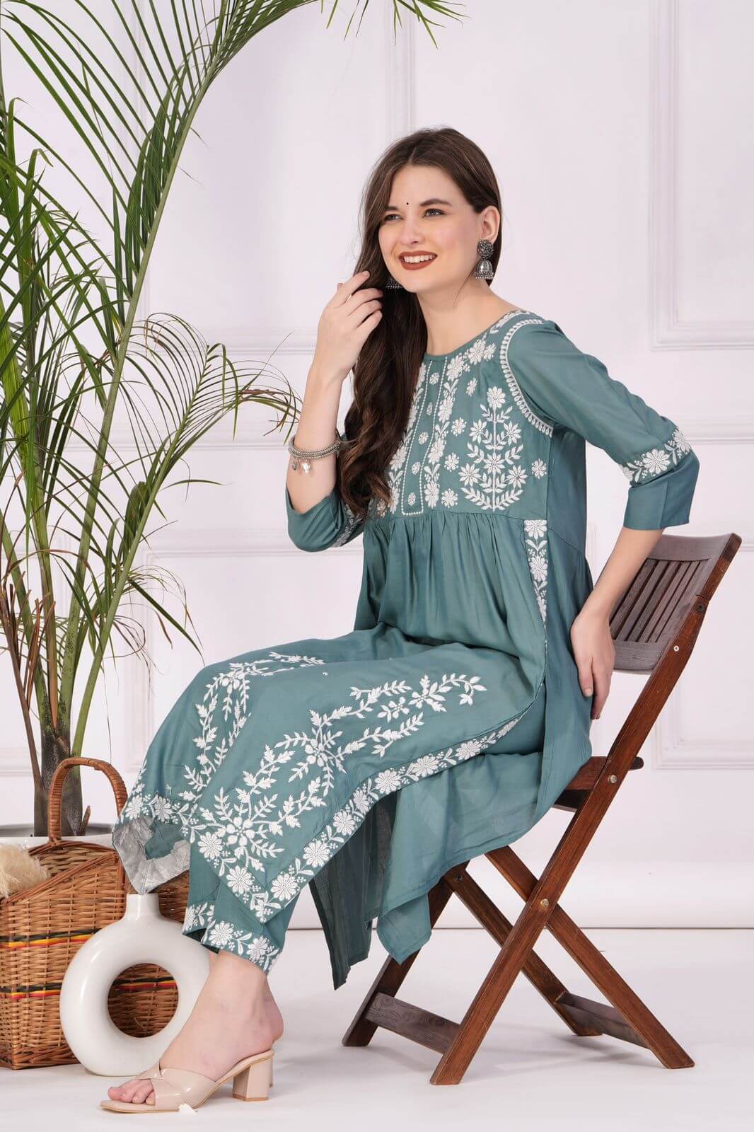 Reevika Lucknowi work Kurti with Pant Size Set in Wholesale Price, Buy Reevika Lucknowi work Kurti with Pant Size Set in Wholesale Price Online From Aarvee Creation