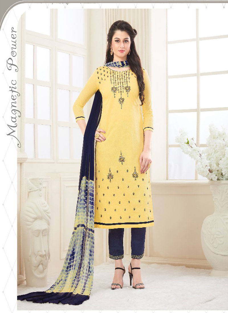 RIVAAZ COTTON CAMBRIC DRESS MATERIAL WITH JAIPURI PRINT DUPATTA.TOP AND BOTTOM 2.5 MTR.