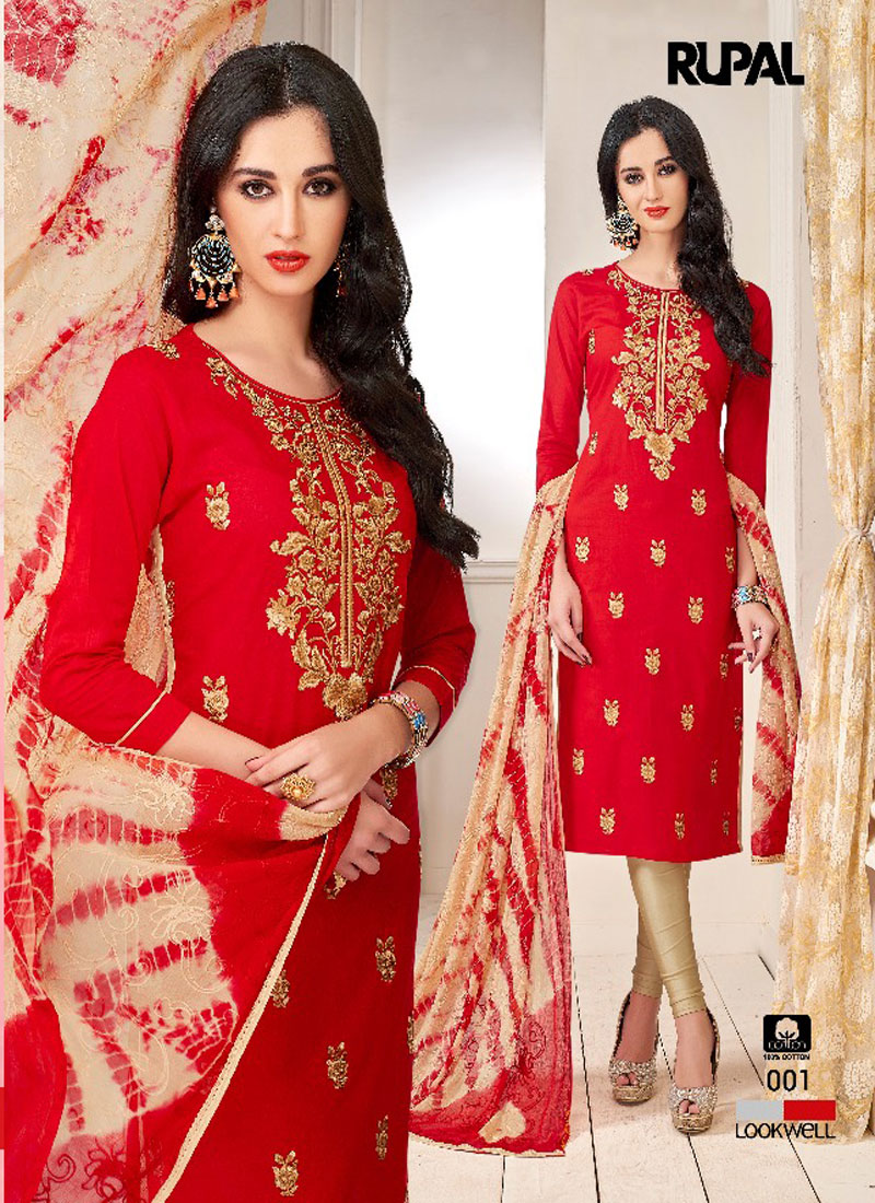 BEAUTIFUL COTTON EMBROIDERED DRESS MATERIAL WITH FANCY DUPATTA WHOLESALE CATALOG