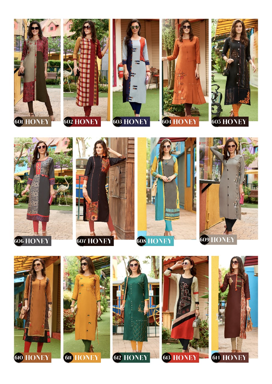 SAWAN HONEY VOL 6 RAYON EMBROIDERY WORK WHOLESALE KURTIS CATALOG (DISPATCH FROM 27TH JULY 2018)