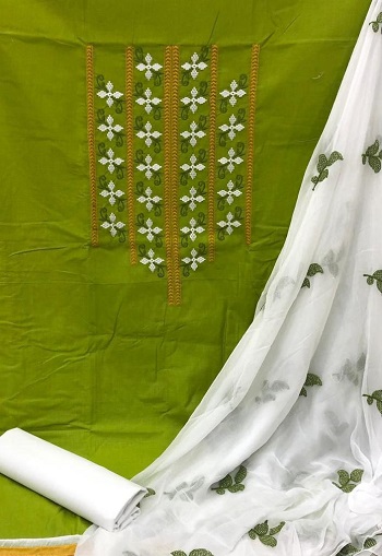 Semi Lawn Cotton Embroidery work Dress Materials Bunch SWA02
