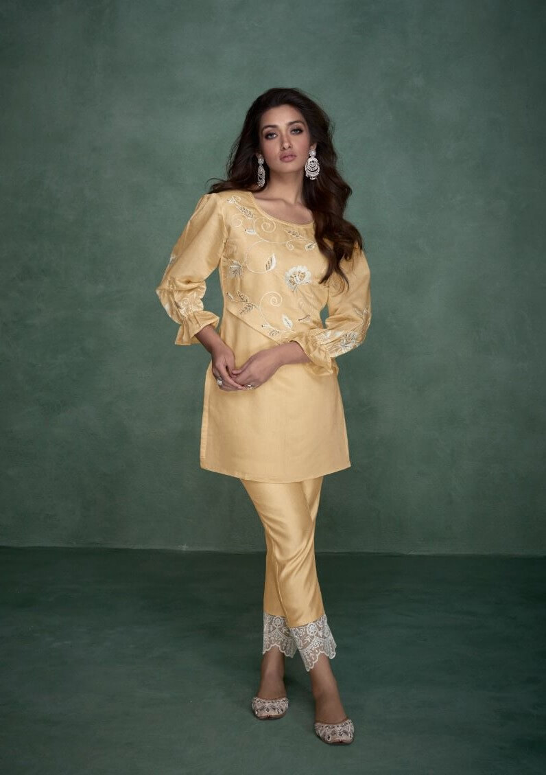 Viscose PV Chanderi With Handwork With Inner In Top And Bottom