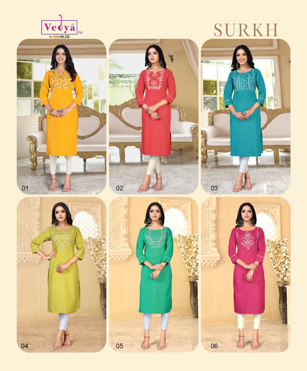 Vedya Surkh Embroidery Work Kurtis Wholesale Catalog, Buy Vedya Surkh Embroidery Work Kurtis Full Catalog at Wholesale Price Online