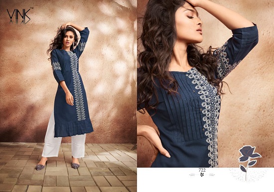 Vink Pinnacle kurtis with bottom wholesale catalogue. Buy Vink kurtis in wholesale price online for retail business from surat textile market at best wholesale price.