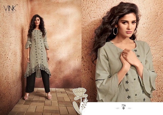 Vink Pinnacle kurtis with bottom wholesale catalogue. Buy Vink kurtis in wholesale price online for retail business from surat textile market at best wholesale price.