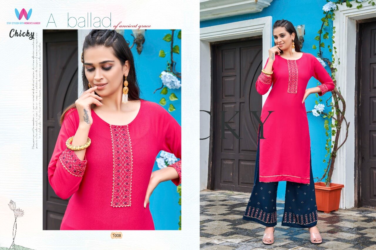 Womens Hanger Chicky Kurti Plazzo Set Catalog, Buy Womens Hanger Chicky Kurti Plazo Set Full Catalog in Wholesale Price Online