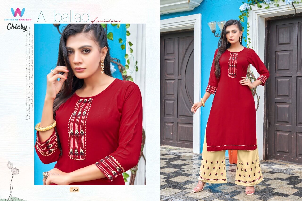 Womens Hanger Chicky Kurti Plazzo Set Catalog, Buy Womens Hanger Chicky Kurti Plazo Set Full Catalog in Wholesale Price Online