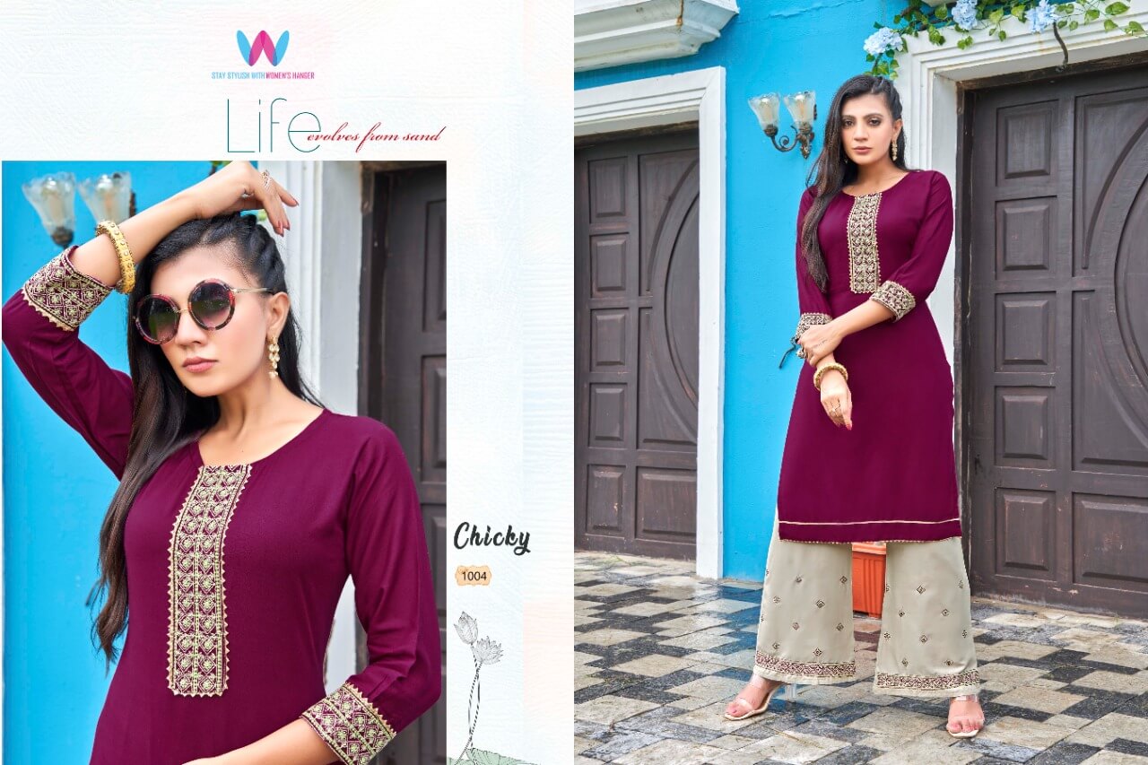Womens Hanger Chicky Kurti Plazzo Set Catalog, Buy Womens Hanger Chicky Kurti Plazo Set Full Catalog in Wholesale Price Online