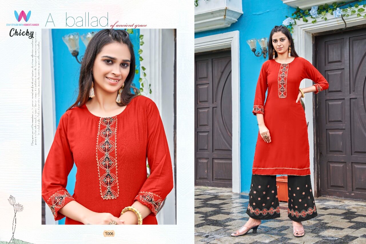Womens Hanger Chicky Kurti Plazzo Set Catalog, Buy Womens Hanger Chicky Kurti Plazo Set Full Catalog in Wholesale Price Online