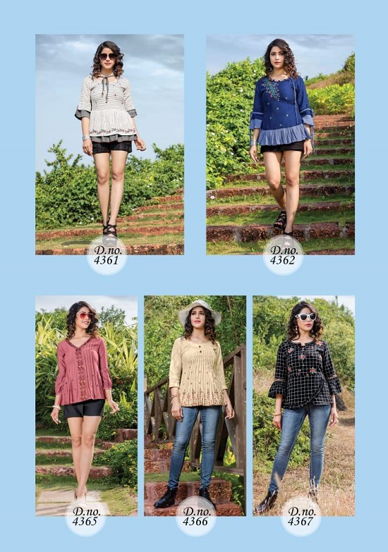 Yami Topsy vol 10 western short top wholesale catalogue. Topsy vol 10 Rayon ladies tops wholesale catalogue by Yami fashion surat.