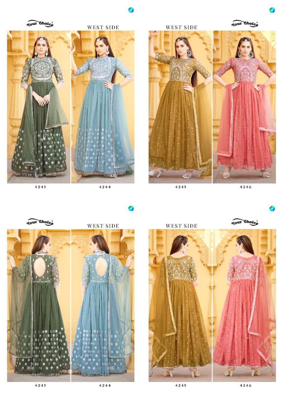 Buy Pink Georgette Casual Wear Plain Gown With Dupatta Online From  Wholesale Salwar.